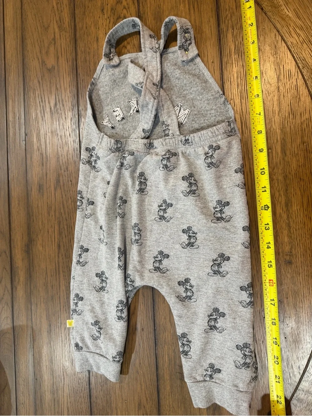 Disney Mickey Gray Overalls with Yellow Accents